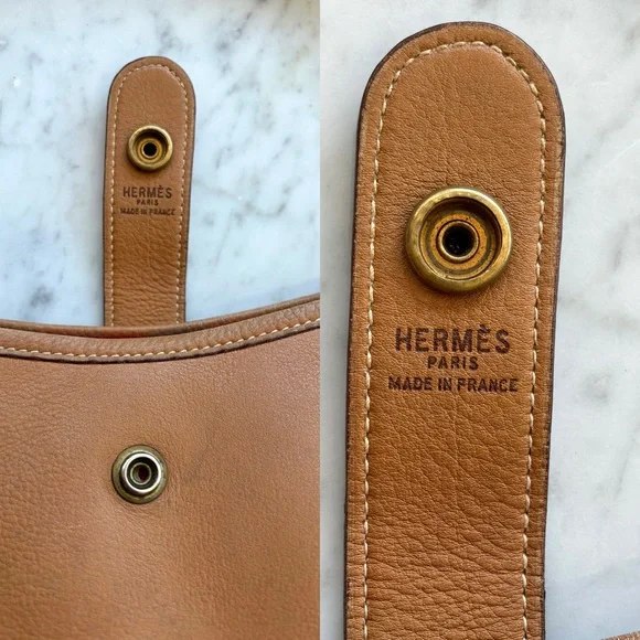 HERMÈS VTG ‘87 Fjord Rodeo Berline shoulder bag, Gold/gold, circleQ,GUC - Picture 12 of 16